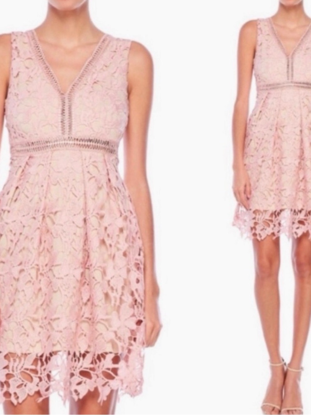 Sleeveless Pink Lace Fit & Flare Dress